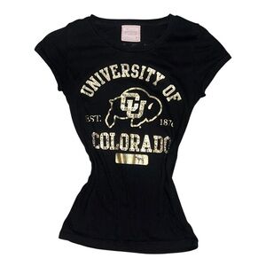 SUPER RARE Vintage VS PINK University of Colorado Black & Gold Bling Tee-Size M